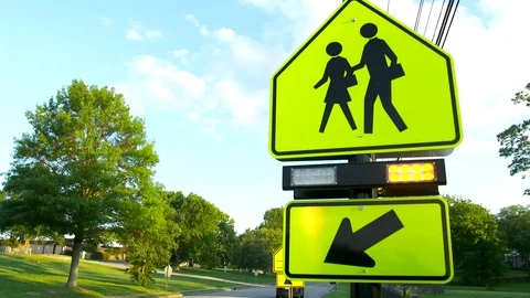 School Crossing Sign Stock Footage ~ Royalty Free Stock Videos | Pond5