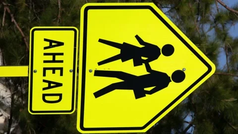 School crossing sign Stock Footage 198676421
