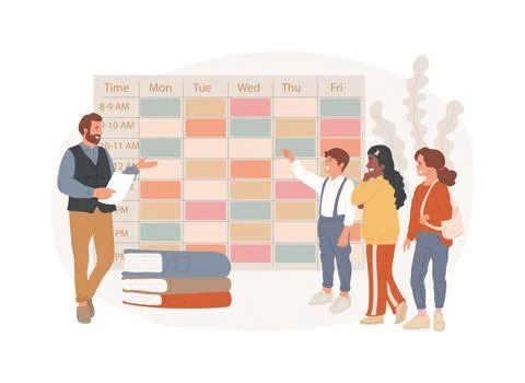 School curriculum isolated concept vector illustration. Stock Illustration