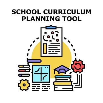 School curriculum planning tool concept development Illustrazione stock
