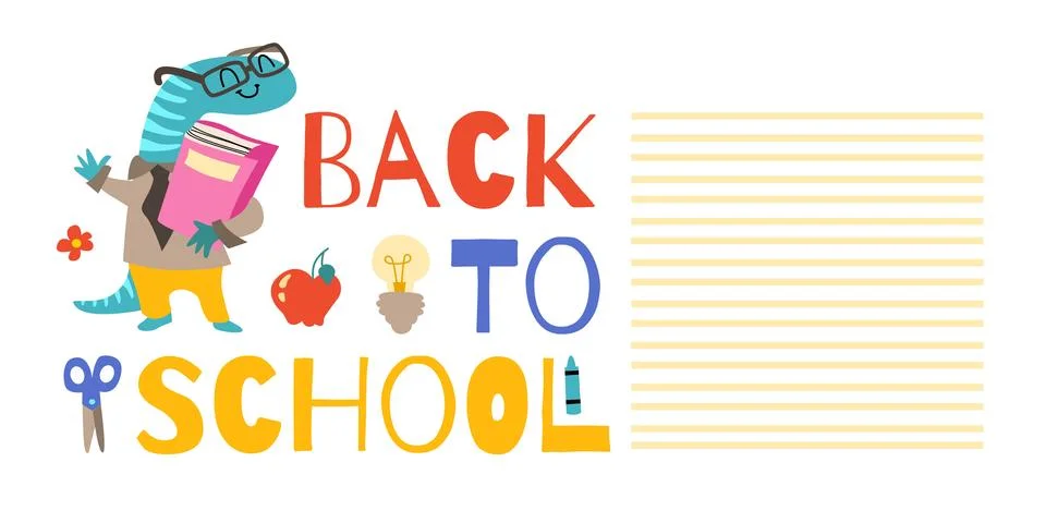 School cute template flat. Design template for Art School, studio. Stock Illustration