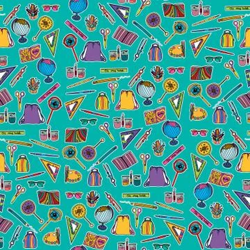 School design elements seamless pattern. Stock Illustration