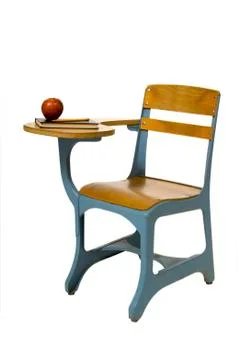 School desk with apple Stock Photos