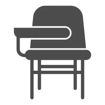 School desk with chair solid icon, school concept, furniture for students sign Stock Illustration