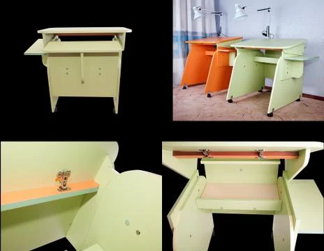 School desk with changing table top tilting Stock Photos