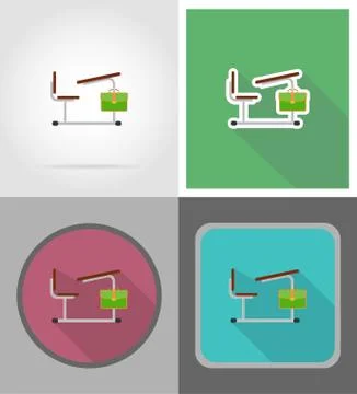 School desk flat icons vector illustration Stock Illustration
