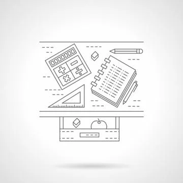 School desk flat line vector icon Stockillustratie