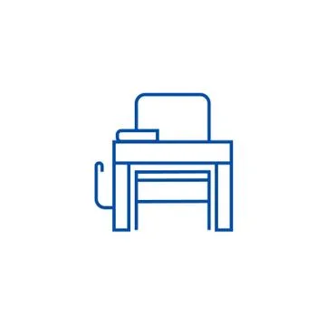School desk line icon concept. School desk flat vector symbol, sign, outline Stock Illustration