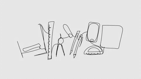 School desk in one line Stock Footage 156718671