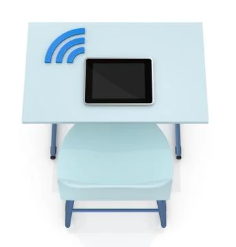 School desk with tablet Stock Illustration