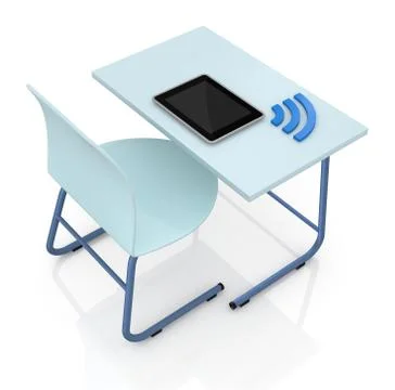 School desk with tablet Stock Illustration