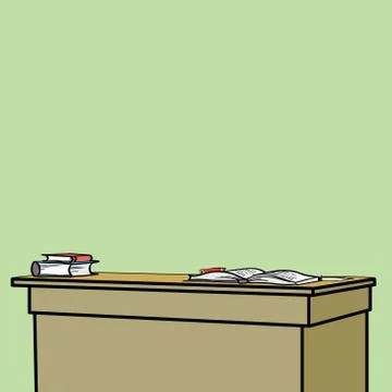 School Desk with textbooks Stock Illustration