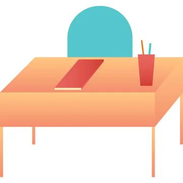 School desk vector table and chair icon isolated 스톡 일러스트