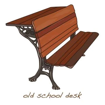 School desk vintage vector Stock Illustration
