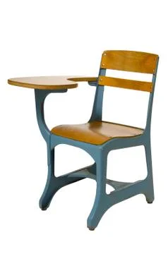 School desk on white Stock Photos