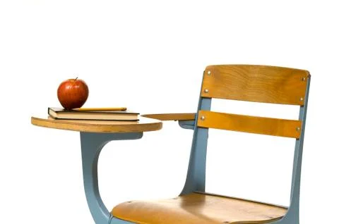 School desk on white Stock Photos