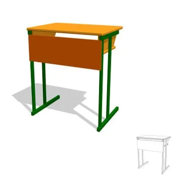 School desk.Isolated on white. 3d Vector illustration. Иллюстрация