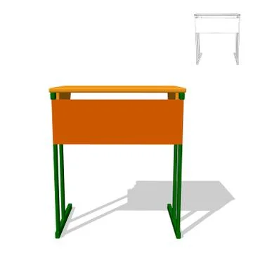 School desk.Isolated on white. 3d Vector illustration.Front view. イラスト素材