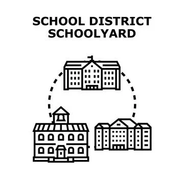 School district buildings forming learning community concept Stock Illustration