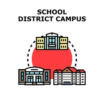 School district campus education facilities concept vector Stock Illustration