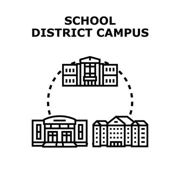 School district campus education facilities concept vector Stock Illustration