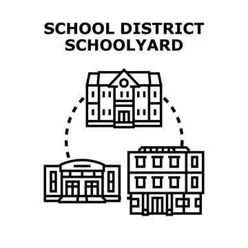 School district linking educational institutions and campus buildings Stock Illustration