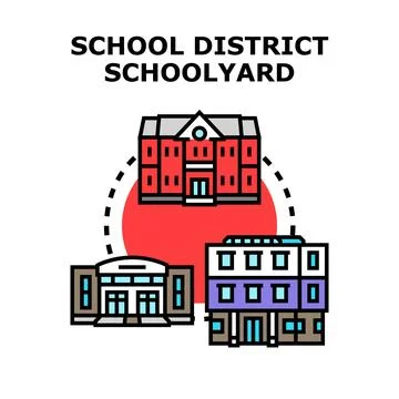 School district linking educational institutions and campus buildings Stock Illustration