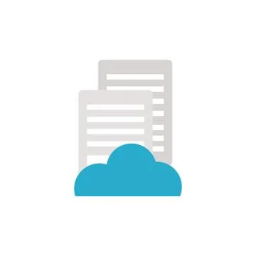 School document with cloud flat style icon 库存插图