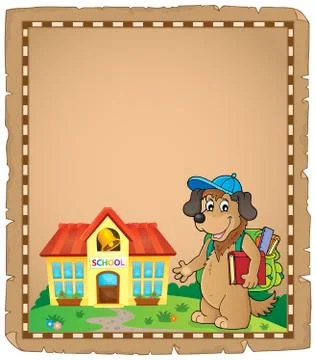 School dog theme parchment Stock Illustration