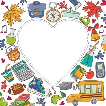 School doodle background Stock Illustration