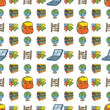 School doodle seamless pattern Stock Illustration