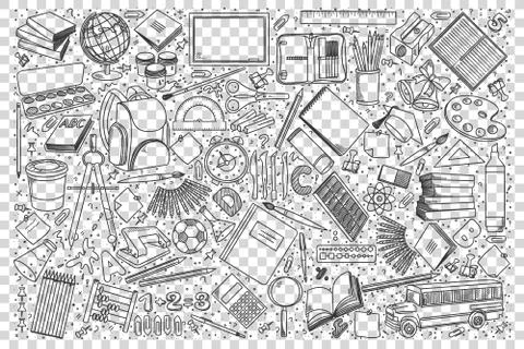 School doodle set Stock Illustration