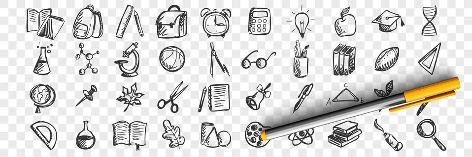 School doodle set Stock Illustration