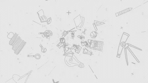 School doodles on alpha channel background. Video stock 264968143