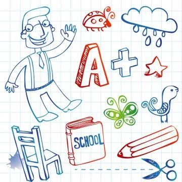 School doodles, vector set Stock-Illustration