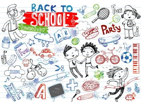 School doodles, vector set Stock Illustration