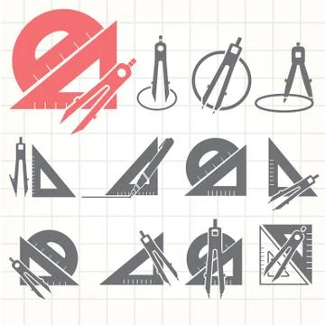 School drawing tools  icons set Stock Illustration