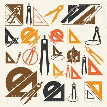 School drawing tools  icons set Stock Illustration