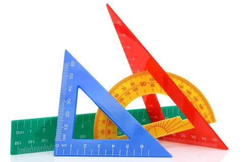 School drawing tools. Triangle, ruler Stock Photos
