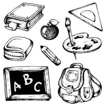 School drawings collection  Stock Illustration
