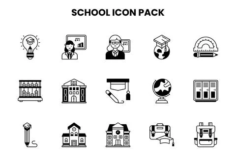 School DuoTone Icons Pack 스톡 일러스트