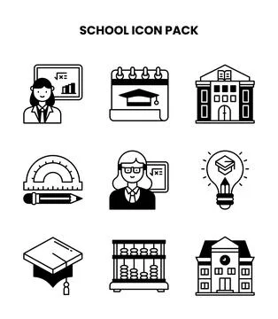School DuoTone Vector Icons Pack Stockillustratie
