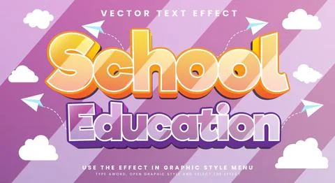 School Education 3d editable text effect Template Stock Illustration