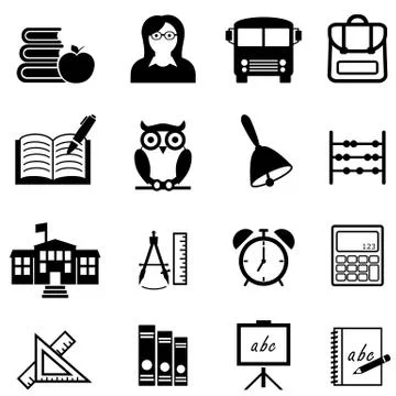 School, education and learning web icon set Stock Illustration