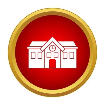 School education building icon red white Ilustración de archivo