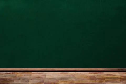School Education Classroom With Empty Chalkboard and Wooden Table Background Stock Illustration