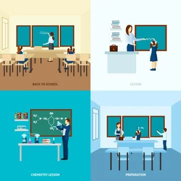 School Education Concept  Set Stock Illustration