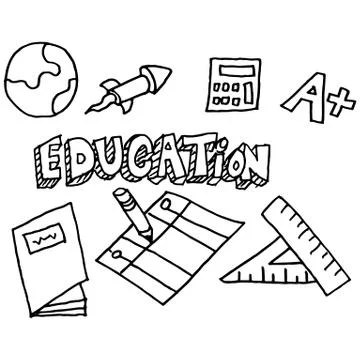 School education doodle set Stock Illustration