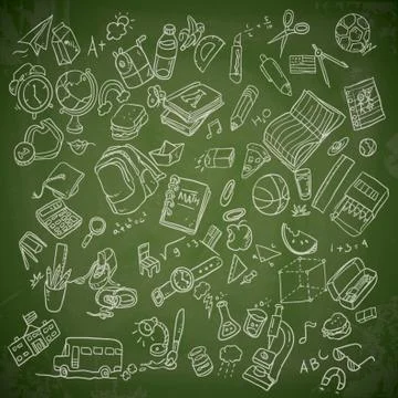 School Education Elements Stock Illustration