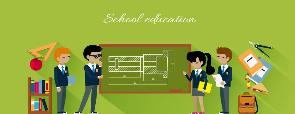 School Education Flat Design Concept Stock Illustration